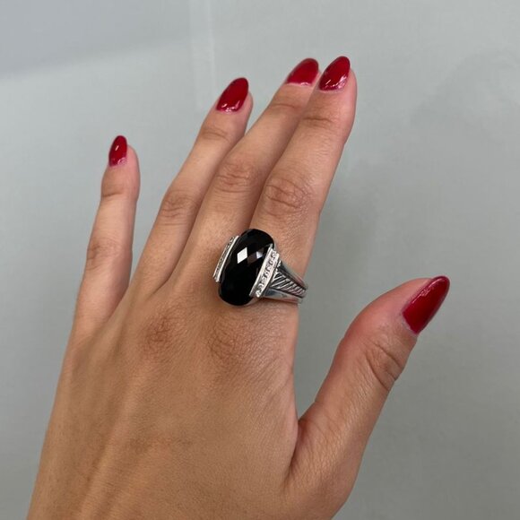 David Yurman Black Onyx Diamond Ring - Picture 7 of 7